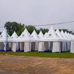 Tenda Tempat Penampungan Sementara pedagang Pasar Kolpajung di lapangan Kowel